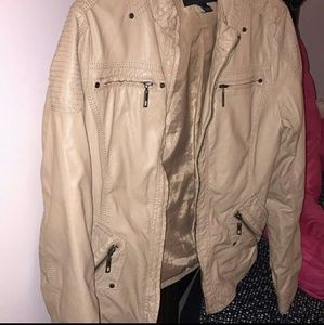 Forever 21 light tan beige faux leather jacket